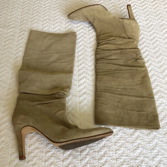 Banana Republic Suede Slouchy Tall Heeled Boot in Nutmeg Tan 7.5 Spain $299 - Picture 2 of 13